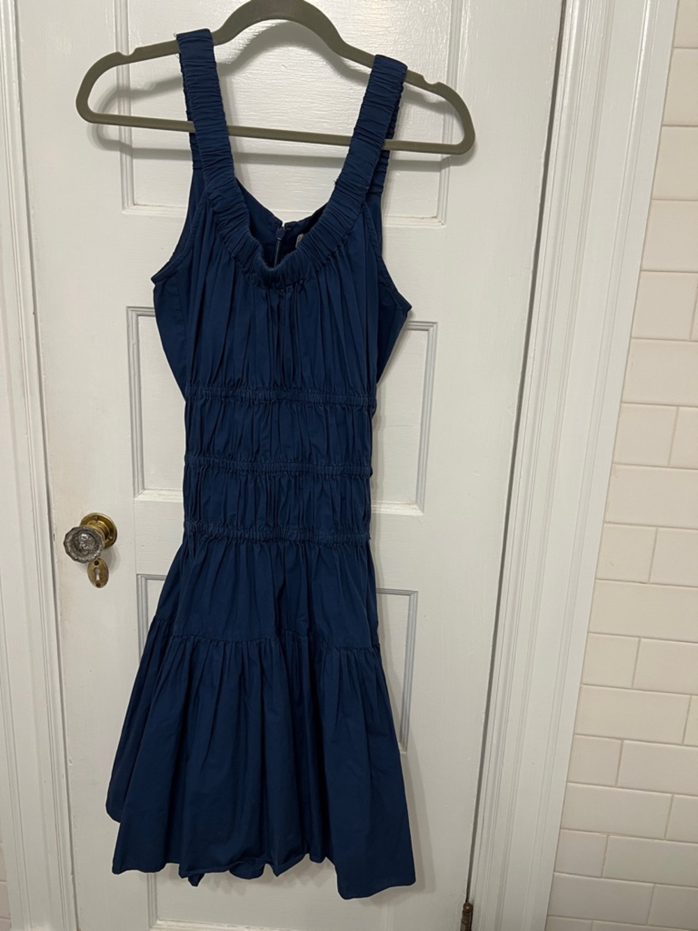Eudon Choi Navy Blue Mini Dress with Gathered Details - Picture 2 of 10